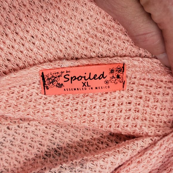 Apricot Cropped Halterneck Halter Top Open Knit Oversized Sleeveless Shirt Sz XL - Picture 6 of 8